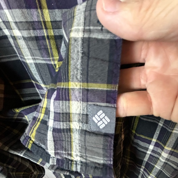 Columbia Mens Button Up Dress Shirt Navy Blue Yellow and White Plaid Size XXL - Picture 3 of 9